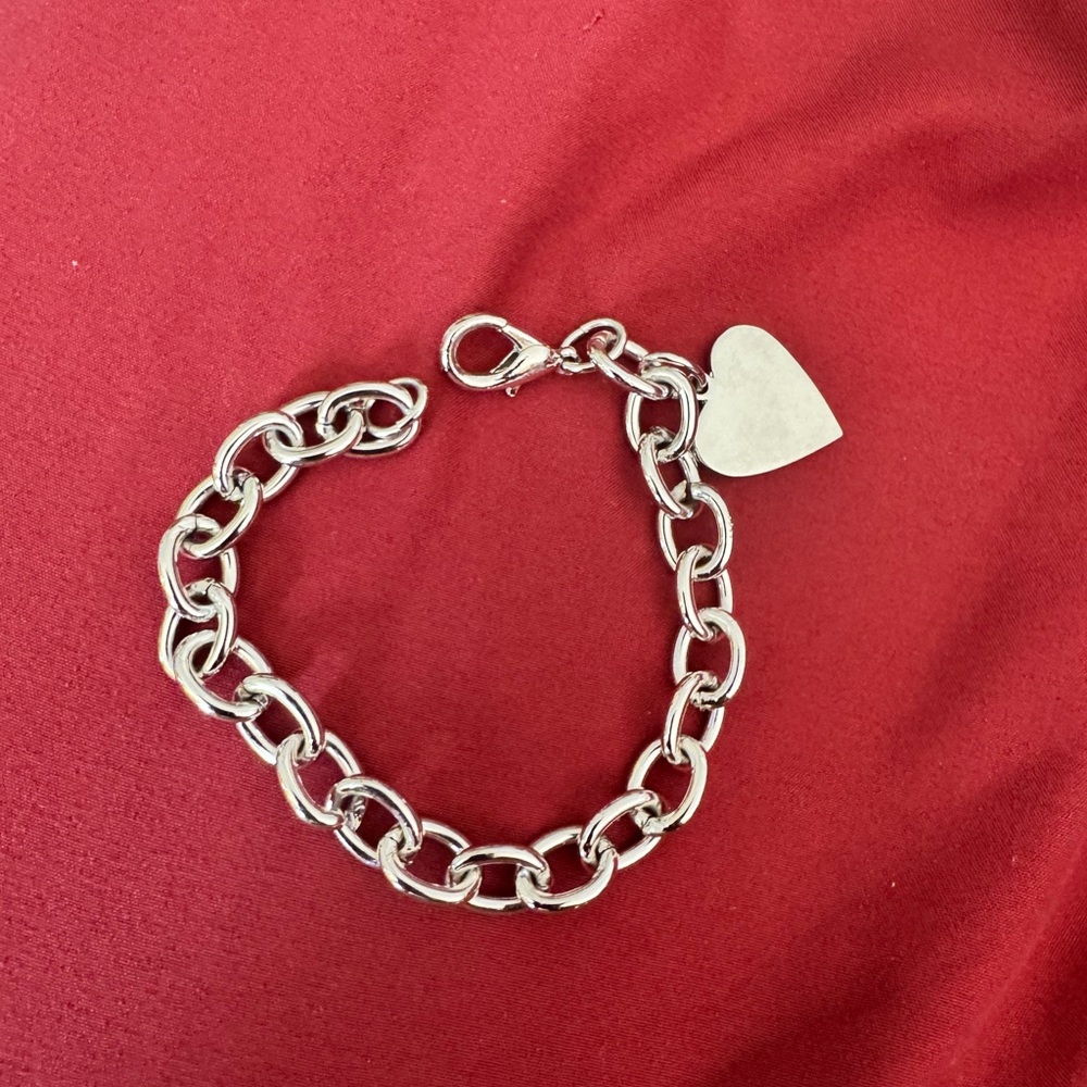 Stainless Steel Heart Charm Bracelet